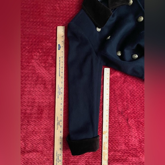 Holly Deb Vintage WOOL Blend Women Coat Black Double Breasted in Military Style - Picture 8 of 16